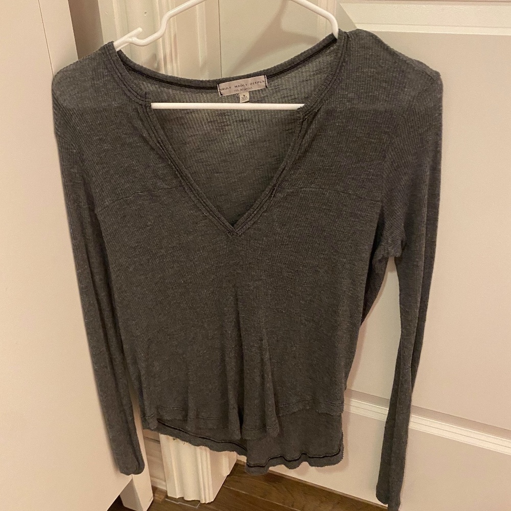 Urban Outfitters Long Sleeve V Neck Top